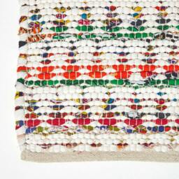 Rackhams Handwoven Multi Coloured 100% Cotton Diamond Chindi Rug - 66 x 200 cm - thumbnail 4