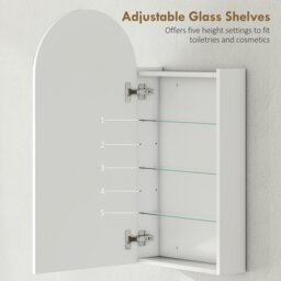 Rackhams Bathroom Mirror Cabinet with Adjustable Glass Shelves, White - White - Bathroom Mirror Cabinet - 1 - thumbnail 5