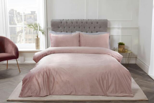 Rackhams Luxury Soft & Elegant Matte Velvet Duvet Cover Set with Pillowcases - Blush - Super King (220cm x 260cm) - image 1