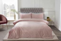 Rackhams Luxury Soft & Elegant Matte Velvet Duvet Cover Set with Pillowcases - Blush - Super King (220cm x 260cm)