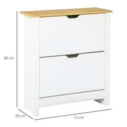 Rackhams Eldino Wooden White and Natural Slim Shoe Cabinet With 2 Flip Drawers For 12 Pairs - thumbnail 4