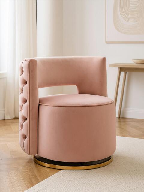 Rackhams Yasmeen Pink Velvet Swivel Chair - image 1