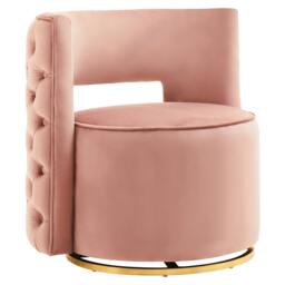 Rackhams Yasmeen Pink Velvet Swivel Chair - thumbnail 4