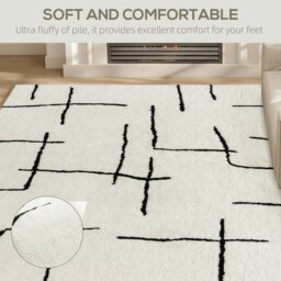 Rackhams High Pile Modern Shaggy Rug, Soft Floor Carpet 120 x 170 cm, Cream - Cream - 170 x 120 cm - 1 - thumbnail 4