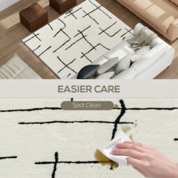Rackhams High Pile Modern Shaggy Rug, Soft Floor Carpet 120 x 170 cm, Cream - Cream - 170 x 120 cm - 1 - thumbnail 5