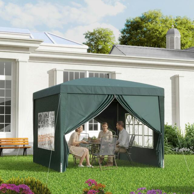 Rackhams 3mx3m Pop Up Gazebo Party Tent Canopy Marquee with Storage Bag Black - Green - image 1
