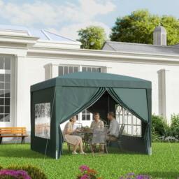Rackhams 3mx3m Pop Up Gazebo Party Tent Canopy Marquee with Storage Bag Black - Green