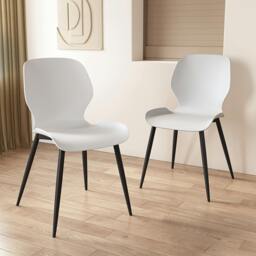 Rackhams Pair of Carnaby Modern Dining Chairs with Contoured Seat & Metal Legs - Light Green - thumbnail 4