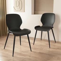 Rackhams Pair of Carnaby Modern Dining Chairs with Contoured Seat & Metal Legs - Light Green - thumbnail 2