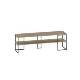Rackhams Modern TV Unit 140cm Open Shelf Design w/Plywood Edge, Black Metal Frames TV Stand up to 55' TVs Living Room - Black - thumbnail 3