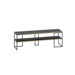 Rackhams Modern TV Unit 140cm Open Shelf Design w/Plywood Edge, Black Metal Frames TV Stand up to 55' TVs Living Room - Black - thumbnail 6