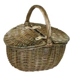 Rackhams Small Antique Wash Double Lidded Oval Shopping Basket - Grey - thumbnail 2