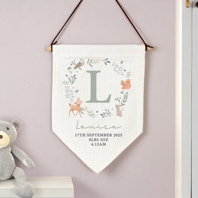 Rackhams Personalised New Baby Wall Art Banner - Cream - image 1