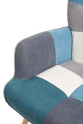 Rackhams Multicoloured Upholstered Wingback Armchair with Footstool - Blue - One Size - thumbnail 5