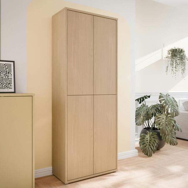 Rackhams Alice Springs Tall Shoe Cabinet with 4 Doors Push-to-Open in Elegancia Oak - Matt - Standard - Elegancia Oak - image 1