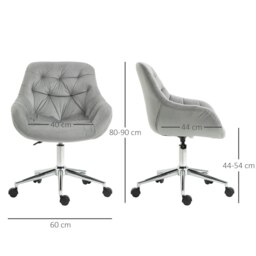Rackhams Velvet Home Office Chair Desk Chair with Adjustable Height, Grey - Grey - thumbnail 5
