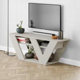 "Rackhams Pipralla Modern TV Stand Unit with Shelves for Up to 43"" TVs 110cm - Anthracite Grey" - thumbnail 4