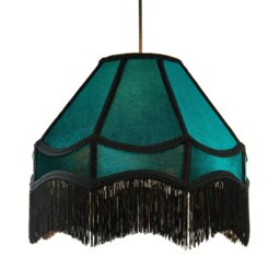 Rackhams Traditional Victorian Empire 40cm Lamp Shade in Dark Emerald Velvet with Tassels - thumbnail 2