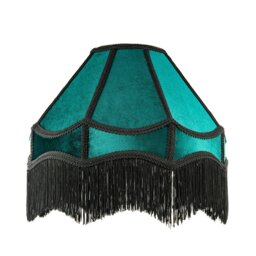 Rackhams Traditional Victorian Empire 40cm Lamp Shade in Dark Emerald Velvet with Tassels