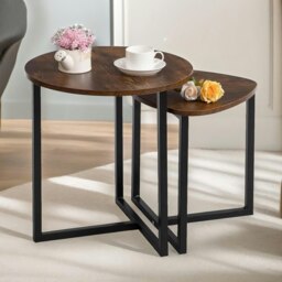 Rackhams Set Of 2 Nesting Side Tables Rustic Brown - thumbnail 6