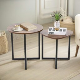 Rackhams Set Of 2 Nesting Side Tables Rustic Brown - thumbnail 4