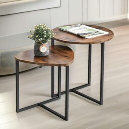 Rackhams Set Of 2 Nesting Side Tables Rustic Brown - thumbnail 3