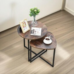 Rackhams Set Of 2 Nesting Side Tables Rustic Brown - thumbnail 5