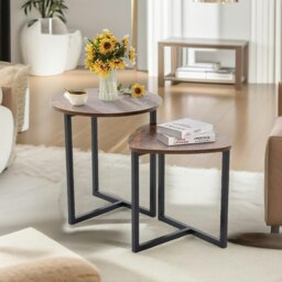 Rackhams Set Of 2 Nesting Side Tables Rustic Brown - thumbnail 2
