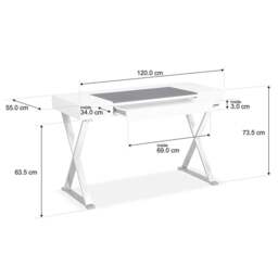 Rackhams ADONIS Gloss White and Chrome Ergonomic Home Office Luxury Workstation Desk - MDF - White - 1 - thumbnail 5