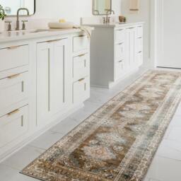 Rackhams Colin-Washable Brown Grey Blue Traditionnal Vintage Boho Rug - 200 x 275 cm - thumbnail 5