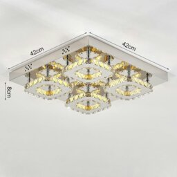 Rackhams 68 W Square LED Ceiling Light with Crystal Dimmable Warm Light - W 50 x L 50 x H 21 cm - Warm Glow - Dimmable - thumbnail 5