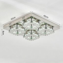 Rackhams 68 W Square LED Ceiling Light with Crystal Dimmable Warm Light - W 50 x L 50 x H 21 cm - Warm Glow - Dimmable - thumbnail 4