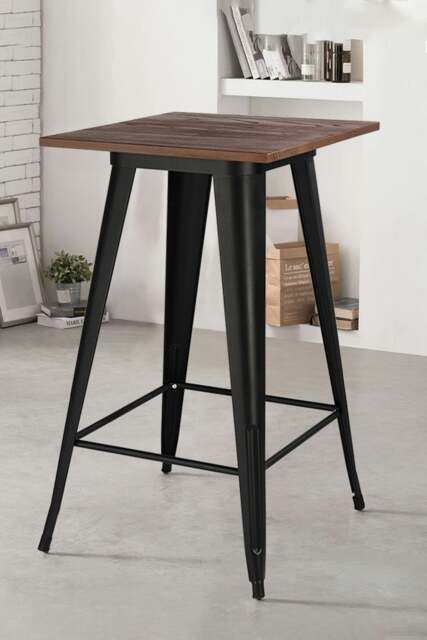 Rackhams Metal Industrial Square High Bar Table Tall Breakfast Dining Table 60*60*105cm - Black - image 1