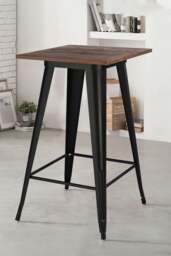 Rackhams Metal Industrial Square High Bar Table Tall Breakfast Dining Table 60*60*105cm - Black - thumbnail 1
