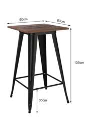 Rackhams Metal Industrial Square High Bar Table Tall Breakfast Dining Table 60*60*105cm - Black - thumbnail 6