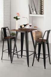 Rackhams Metal Industrial Square High Bar Table Tall Breakfast Dining Table 60*60*105cm - Black - thumbnail 2
