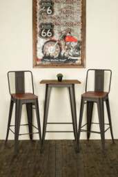Rackhams Metal Industrial Square High Bar Table Tall Breakfast Dining Table 60*60*105cm - Black - thumbnail 4