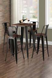 Rackhams Metal Industrial Square High Bar Table Tall Breakfast Dining Table 60*60*105cm - Black - thumbnail 5