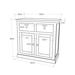 Rackhams Loreo Light Grey 2 Drawer 2 Door Sideboard Brass Drop Handle - Light Grey - thumbnail 2