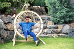 Rackhams Globo Hanging Egg Chair - Taupe - thumbnail 4