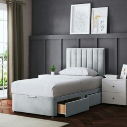 Rackhams Amelia Divan Bed with Upholstered Headboard - Four Drawers - Silver - Single - thumbnail 4