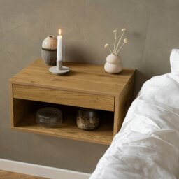 Rackhams Cholet Square Bedside Table with 1 Drawer in Oak - 1 - Brown - Manufactured wood - thumbnail 4