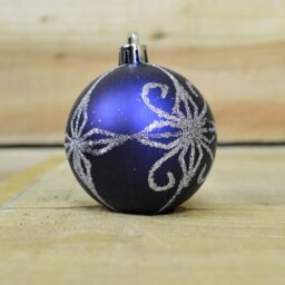 Rackhams 9 Pack Premier 60mm Deluxe Glitter Christmas Tree Baubles - Midnight Blue - thumbnail 6