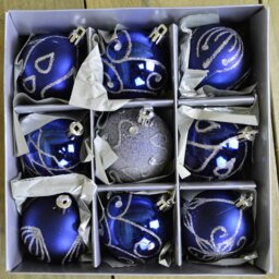 Rackhams 9 Pack Premier 60mm Deluxe Glitter Christmas Tree Baubles - Midnight Blue - thumbnail 1
