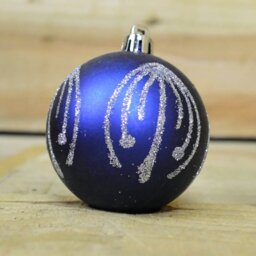 Rackhams 9 Pack Premier 60mm Deluxe Glitter Christmas Tree Baubles - Midnight Blue - thumbnail 4