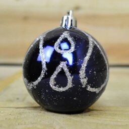 Rackhams 9 Pack Premier 60mm Deluxe Glitter Christmas Tree Baubles - Midnight Blue - thumbnail 5