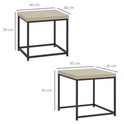 Rackhams Coffee Table Set of 2, Nest of Tables with 3.5cm Thick Tabletop, Oak - Oak - thumbnail 5