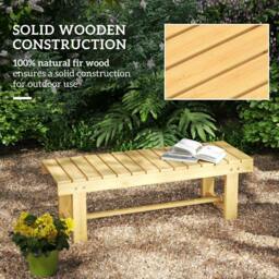 Rackhams 1 Piece 2-seater Outdoor Indoor Wooden Garden Bench Fir Patio Loveseat, 110L x 38W x 35Hcm, Natural - thumbnail 5