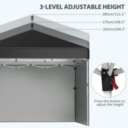 Rackhams 3 x 3 (M) Pop Up Gazebo Event Shelter, Height Adjustable Party Tent with 3 Sidewalls, Weight Bags and Wheeled Bag - thumbnail 5