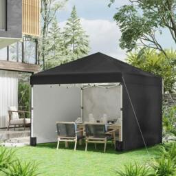 Rackhams 3 x 3 (M) Pop Up Gazebo Event Shelter, Height Adjustable Party Tent with 3 Sidewalls, Weight Bags and Wheeled Bag - thumbnail 2